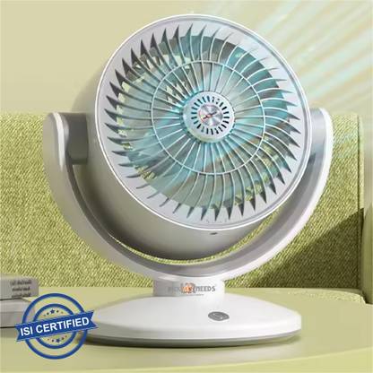Make Ur Wish Rechargeable Auto Swing Table Fan With 4000mAh Battery 180 Degree Rolling 3 mm 3 Blade Table Fan