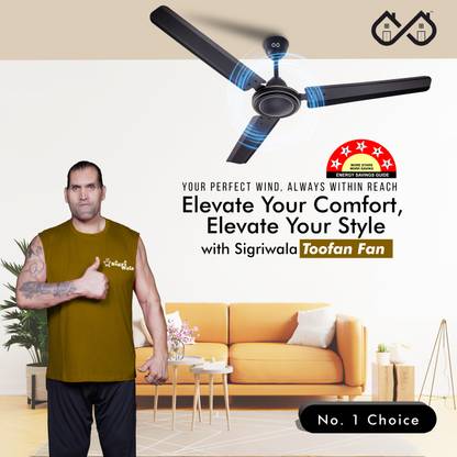 SigriWala Toofan Energy Efficient 5 Star 1200 mm 3 Blade Ceiling Fan