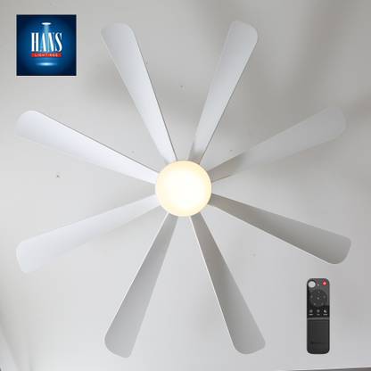 HANS LIGHTINGS Ceiling fan with LED light and 60-inch 8 Curved blades ( White ) with 2 Year Warranty Remote Controlled 1600 mm Ceiling Fan