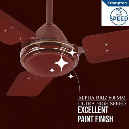Crompton High Speed 51W 30% Energy Saving HS PLUS 600mm/24inch 100% Copper Motor 9 1 Star 600 mm Energy Saving 3 Blade Ceiling Fan  (Rich Brown Ultra High Speed 100% Copper Longer Life 34, Pack of 1)