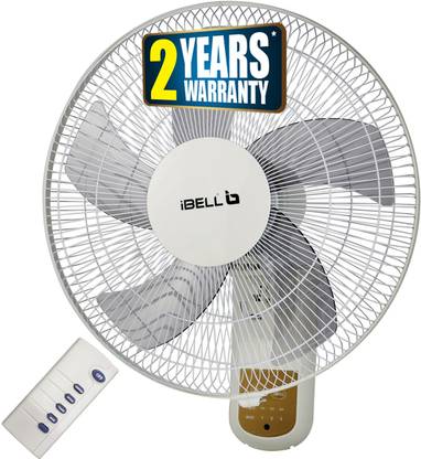 iBELL VIVA High Speed Wall Fan with Remote, 5 Leaf, 406mm, Low Noise Motor, White 406 mm 5 Blade Wall Fan