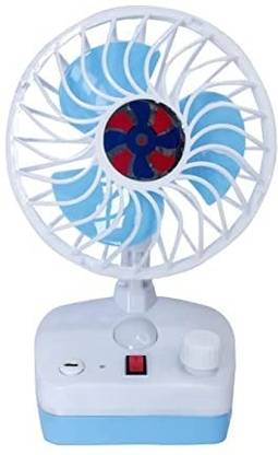 HOMOZE Rechargeable Mini Table Fan with LED Light 150 mm 3 Blade Table Fan