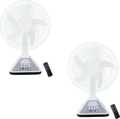 DRUMSTONE Buy 1 Get 1 – AC/DC Table Fan with LED Light & Remote for Cool Comfort Anywhere with 1 Year Warranty 5 mm Table Fan