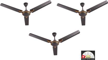 USHA Racer Chrome (1Star) 1200 mm Pack of 3 1 Star 1200 mm 3 Blade Ceiling Fan