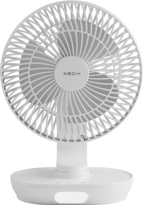 xech Portable Rechargeable Table Fan mini with night light 3 wind Speeds Breezx X-803 200 mm 3 Blade Table Fan
