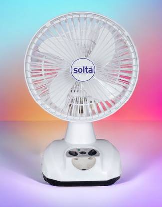 SOLTA AC DC MINI RECHARGEABLE FAN 8 INCH WITH ADAPTER with 3 Months Warranty Silent Operation 200 mm Table Fan