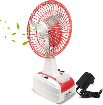 GLOBEX Mini AC/DC Rechargeable Battery Operated 400 mm 3 Blade Table Fan , 1400 RPM with 3 Months Warranty Ultra High Speed 400 mm Table Fan