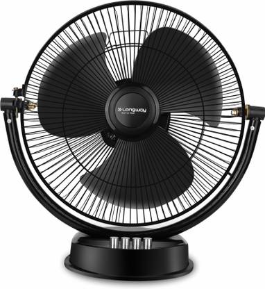 Longway Speedy 300 mm Energy Saving 3 Blade Table Fan  (Black, Pack of 1)