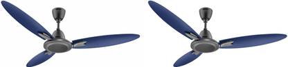 USHA CF1250MM Bloom Magnolia Sparkle Grey and Blue Pack of 2 1253 mm 3 Blade Ceiling Fan