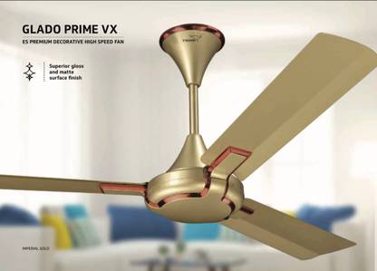 V-Guard Glado Prime VX Premium Decorative Ceiling Fan with 3 Year Warranty Ultra High Speed 1.2 mm Ceiling Fan
