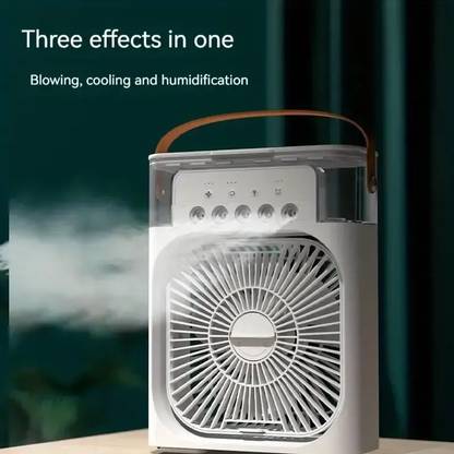 CRAFTIFY Mini Air Cooler Fan Portable Air Conditioner 7 Colors LED Light Fan Adjustable with 1 Year Warranty Silent Operation 150 mm Table Fan