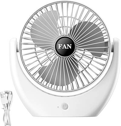 Litanika Portable Battery Operated USB Fan, 4000mAh USB-Powered Quiet Table Fan 3 Blade, Rechargable USB Fan, USB Air Cooler