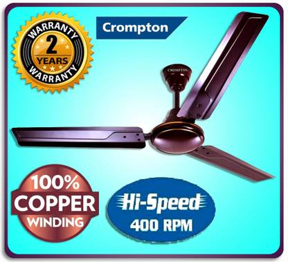 Crompton SUREBREEZE 400 RPM ULTRA HIGH SPEED 100% COPPER MOTOR LONG LIFE HS Plus85 with 24 Months Warranty Energy Saving 1200 mm Ceiling Fan