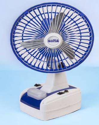 SOLTA MINI AC /DC FAN 8 INCH RECHARGEABLE 4-5 HRS BACKUP 200 mm 3 Blade ...