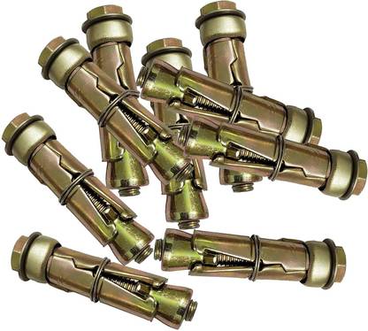 Vilro Golden Finish Brass Anchor Bolt 6mm Fastener and Rust-Proof Expansion pack of12 Fastener