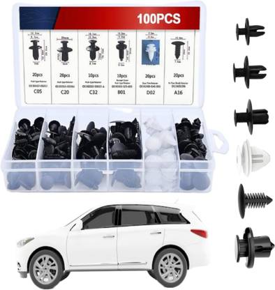 metreno 100 Pcs Plastic Car Clips Set Push Retainers Universal Car Bumper Clip Lock Kit Fastener