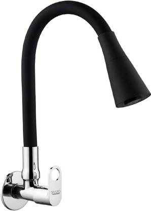 Spazio Prime Flexo SmartBuy Flexible Sink Faucet - Flxo Play (with 360 Degree Flexible Silicon Hose & Dual Flow Pattern) Hot/Cold Water Tap With Wall Flange - Black Faucet Mount