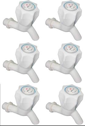 GrahLogy by GrahLogy 6Pcs Plastic Water Tap for Bathroom Kitchen Sink Wash Basin nal PVC Bibcock null Faucet Set