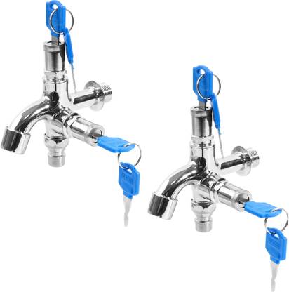 Zibuyu 2PCS Outdoor Double Switch Faucet Lock System - 1/2 Faucet, Stainless Steel Faucet Set