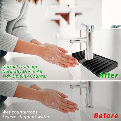 TENTOS Sink Faucet Splash Catcher Silicone Pad Kitchen Sink Splash Guard. Faucet Set