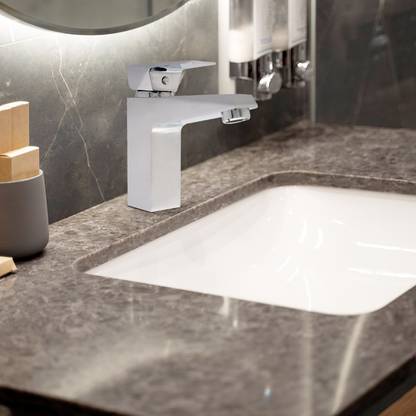 D&B BATHWARE ENIGMA Brass Short Boy Basin Mixer Tap - Form Flow Tap Ideal for Bath & Kitchen Faucet Set