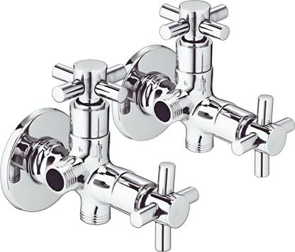 PickupTaps by Rajniudyog Corsa Angle Wall 2-in-1 Brass Tap for Washbasin/Toilet, Pack-2, Chrome-Finish Corsa Health  Faucet