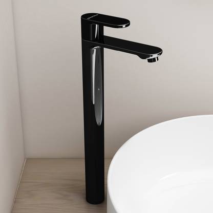 Plantex ORN-204 High Neck Pillar Cock/Tap for Wash Basin/Kitchen with Teflon Tape (Glossy Black) Pillar Tap Faucet