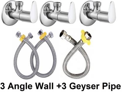 fastgear by Fastgear Steel Chrome Finish 3Angle Wall with 3 Connection pipe for Sink/washbasin Bib Tap Faucet