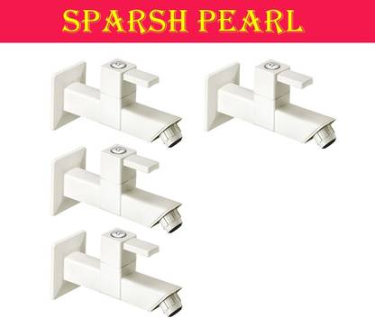 Sparsh Pearl Edge Plastic Bib tap long body with Flange set of 4 pic 090 Edge Plastic Bib tap long body with Flange Bib Tap Faucet