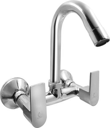 CUROVIT ARIA Smart Brass Sink Mixture Tap Swinging Spout / Wall Mounted for Kitchen Basin Quarter Turn with Wall Flange Kitchen Mixer Faucet