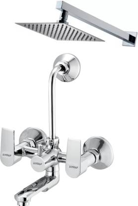 Ramya Prime Wall Mixer With Band & 8x8 Shower Head 15inch Arm For Bathroom Tap Wall Mixer Faucet