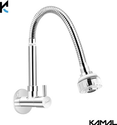 KAMAL Sink Spray Elite | 360 degree flexible Wall Mounted kitchen faucet | Dual flow SS304 Grade 50cm extendable spout and Brass body faucet | Aerator & Shower Spray Bib Tap Faucet