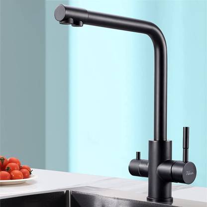 Fossa 3 Way Kitchen Taps Mixer 3 in 1 Drinking Water Mixer Hot & Cold Water ( Black ) Taps 360 Degree Rotary Spout Kitchen Sink Mixer Tap Drinking Purifier Water Tap Kitchen Mixer Faucet