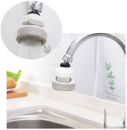 Techfit 360 Degree Rotating Adjustable Tap 3-Gear Adjustable Head Splash Proof Water Saving Nozzle Filter Sprinkler Shower Faucet Aerator for Kitchen Bathroom 360 Degree Movable Faucet Aerator Nozzle Cock Faucet