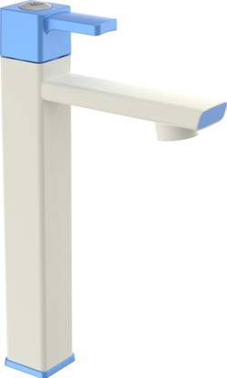R. N. PTMT Plastic Tall Body Pillar Cock Extended Tap for Wash Basin - 12" Inch Size, Elegant Basin Tap (Ivory-Blue-Dual)_RNVIR07A29 Pillar Tap Faucet