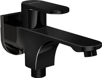 Plantex ORN-207 Pure Brass 2in1 Bib Tap for Bathroom with Brass Wall Flange & Teflon Tap (Black) Bib Tap Faucet