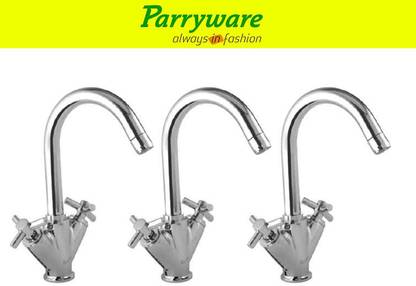 Parryware Trio Center Hole Basin Mixer Tap for hot and cold water set of 3 pic 403 Dual Handle Deck Mounted Faucet for Wash Basin Basin Mixer Faucet
