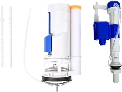 BSI by Bhanmati Sanitary Items Water-Saving Flush repair kit P.V.C Plastic Dual Flush Valve, 8.26 Inch Flush Siphon 6-10" Fill Valve with Toilet Repair Kit (Use Single P.C Seat) Flush Valve Faucet