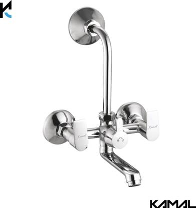 KAMAL Wall Mixer - Arch Eco | Mirror Finish | Sturdy Brass Build | Hot and Cold Shower Mixer | Long Bend Pipe | Easy to Use Click Fitting | Wall Mounted Mixer Faucet
