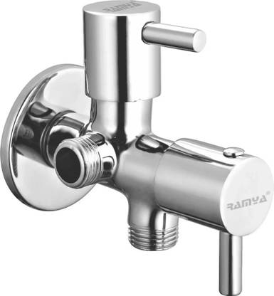 Ramya ove 2 Way Angle Tap Brass For Bathroom and Kitchen Chrome Finish Twin Elbow Valve Faucet