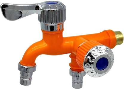 Prim Enterprise 2 in 1 Water Tap Multi-Functional Dual Water Tap 2 in 1 Water Tap 2 Way 2 in 1 for Washroom Twin Elbow Valve Faucet