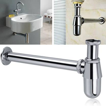 Oleanna Premium Steel Round Bottle Trap Set with Outlet Pipe for Bathroom/washbasin Health  Faucet