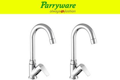 Parryware Primo Pillar Tap Swan neck for Wash Basin – Brass Body, set of 2 pic 066 Swan NeckPillar Tap for Wash Basin , Chrome Finish, Single Lever Faucet Pillar Tap Faucet