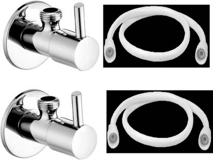 Senkiddpro by Senkiddpro 2 Turbo Angle Wall with 2 PTMT 24inch Connection pipe for Sink/washbasin water Saving Aerator Suitable for Washbasin,Sink,Bathroom&Kitchen(Chrome Finish) Bib Tap Faucet