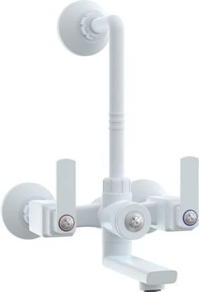 R. N. PTMT Superior Plastic 3 in 1 L-Bend Wall Mixer Tap for Bathroom Hot & Cold Water Provision to Connect Overhead Shower (Marble)_RNABP18B19 Wall Mixer Faucet