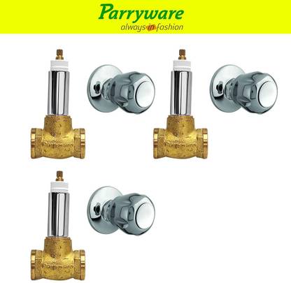 Parryware Concealed Stop Valve 15 mm Jasper Series set of 3 pic 331 15MM Concealed Stop Valve Cleart Series Chrome Plated With Wall Flange Stop Cock Faucet