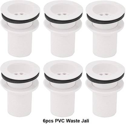 Senkiddpro by Senkiddpro Full Thread PVC Waste Coupling Washbasin Drain Outlet/Washbasin Jali(6pcs) Bathroom,Sink and Kitchen Suitable for Washbasin with Waste Pipe and Bottle Trap Cartridge Faucet
