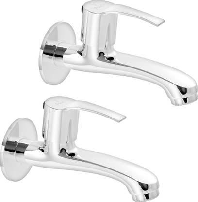 PIXAFLO STING Long Body Bib Cock with Wall Flange (Pack of 2) (Chrome) (Brass) Long Body Bib Tap Bib Tap Faucet