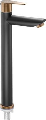 PIXAFLO by Pixaflo Vocal SS-304 Extended Tall Body Pillar Tap for Table Top Wash Basin Black Bronze Vocal Black Bronze PVD | Extended Tall Body Tall Boy | Powder Coating Pillar Tap Faucet