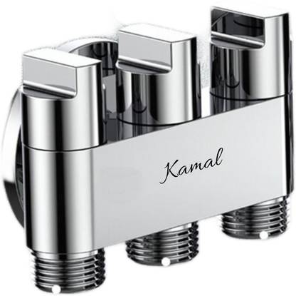 KAMAL Three Way Brass Angle Valve Apollo 3 Way Control Tap for Bathroom Multiple Usage for Health Faucet Jet Spray WC Washing Machine Connection Angle Valve Faucet